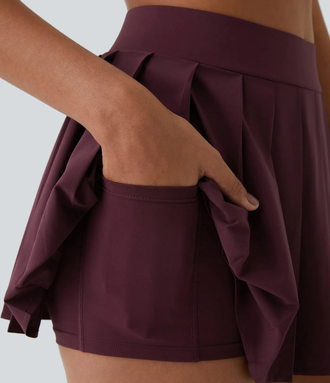 Breezeful High Waisted Pleated 2-in-1 Pocket Adjustable Buckle Micro Mini Quick Dry Party Skirt