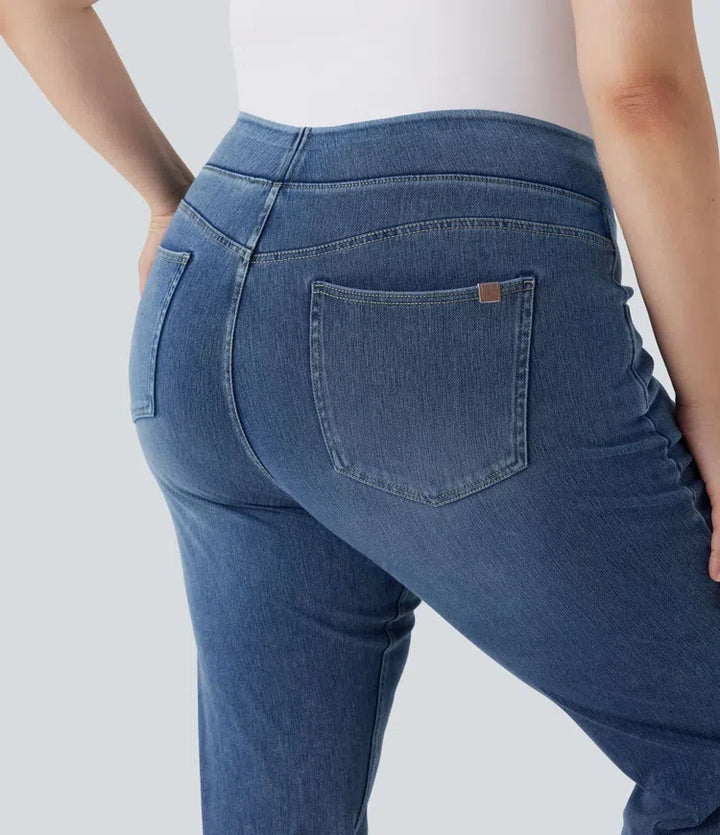Halara Flex High Waisted Pockets Washed Casual Bootcut Plus Size Jeans