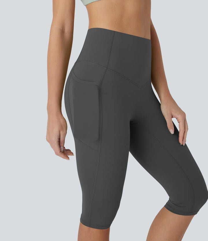 Halara UltraSculpt High Waisted Tummy Control Pedal Pusher Yoga Leggings with Pockets