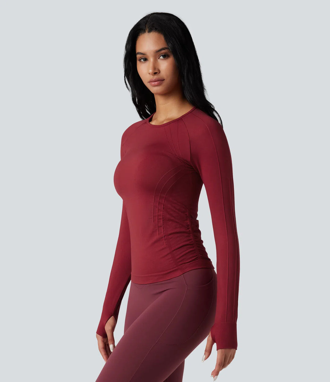 OneForm Seamless Flow Round Neck Long Sleeve Thumb Hole Yoga Sports Top
