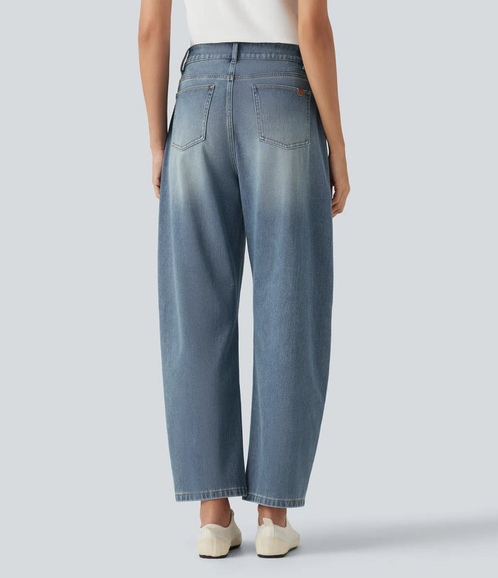 Halara Flex High-waisted Casual Barrel Leg Jeans with Pockets