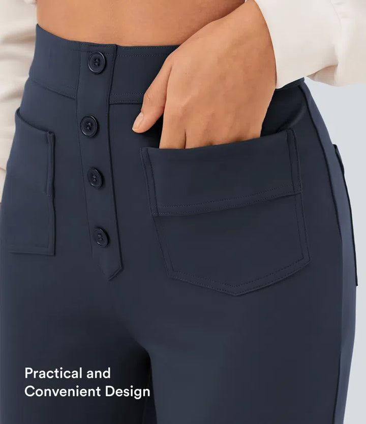 DayStretch High Waisted Pockets Straight Leg Casual Pants