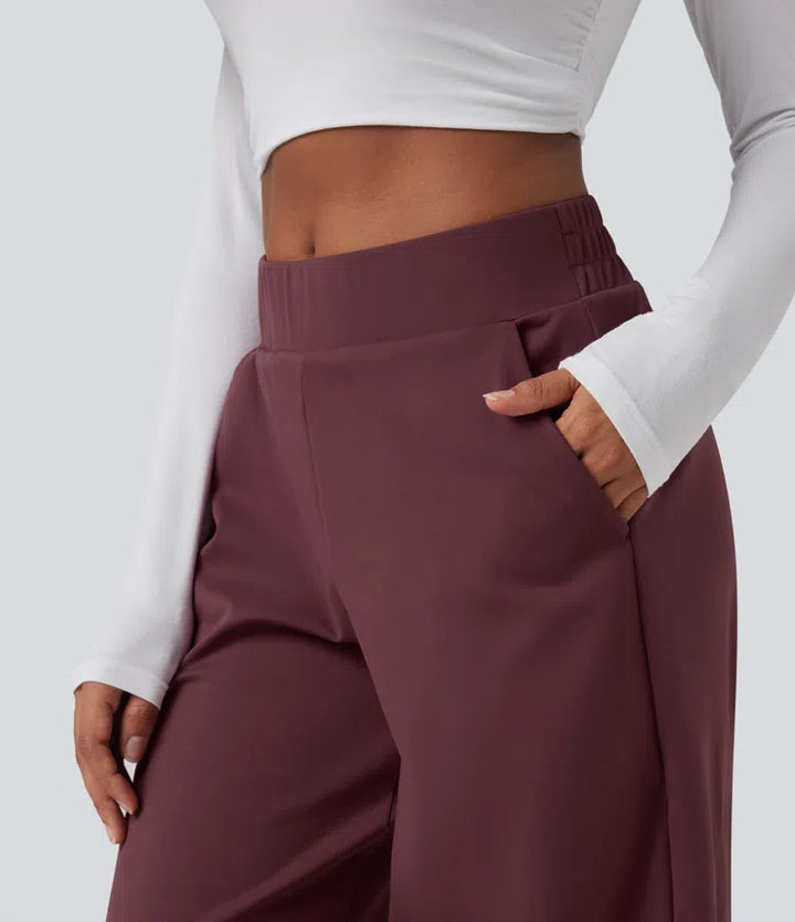 DayStretch Mid Rise Casual Barrel Leg Baggy 7/8 Pants with Pockets