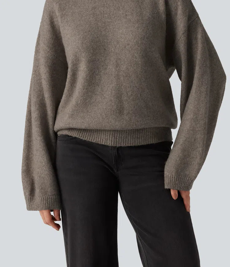 Stand Collar Long Sleeve Work Sweater