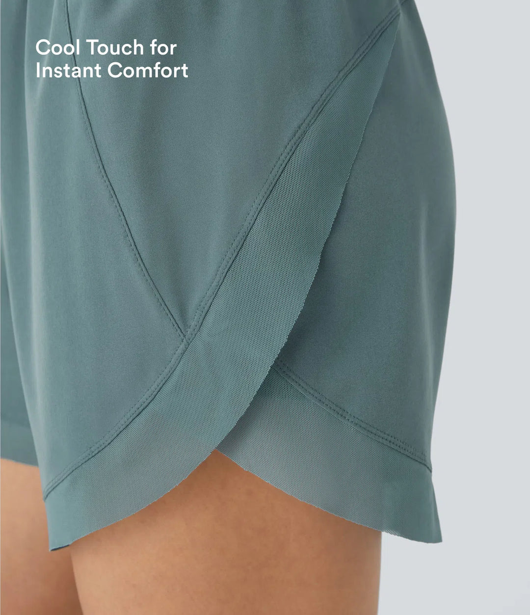 Mid Rise Drawstring Contrast Mesh 2-in-1 Flowy Running Shorts 5&