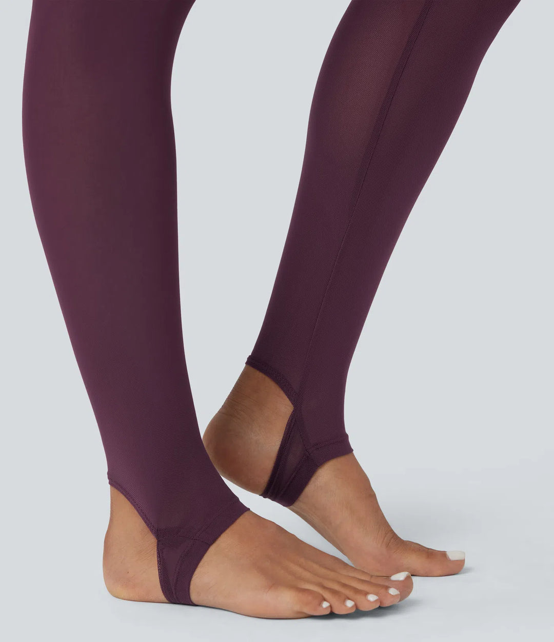 Breezeful High Waisted Pleated 2-in-1 Contrast Mesh Quick Dry Dance Stirrup Skirted Leggings with Pockets