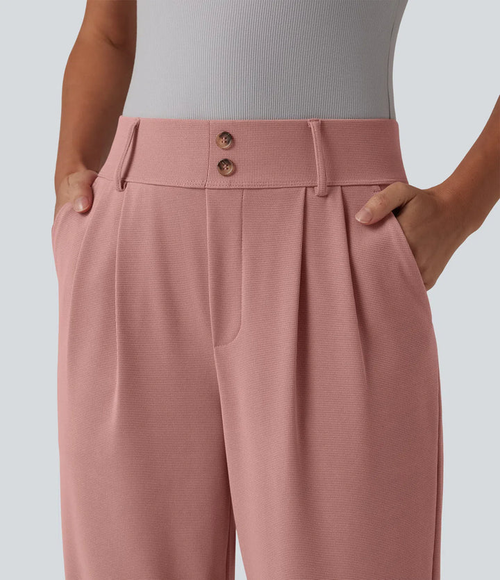Halara Flex High Waisted Tapered Waffle Work Pants with Pockets