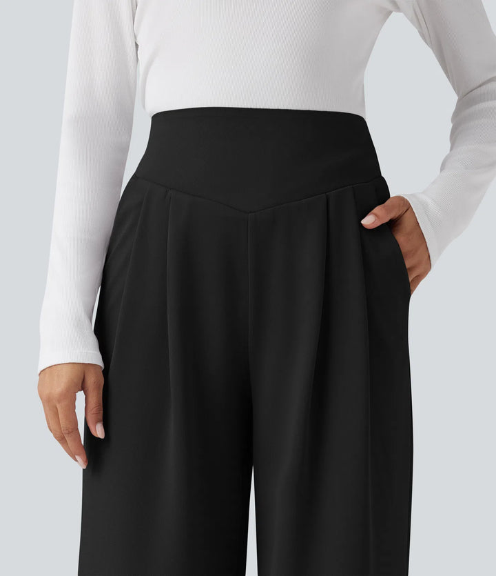 Halara Flex High Waisted Tummy Control Crepe Work Straight Leg Pants with Pockets