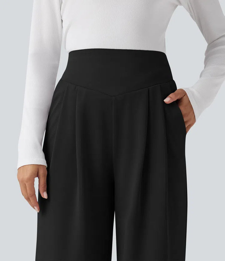 Halara Flex High Waisted Tummy Control Crepe Work Straight Leg Pants with Pockets