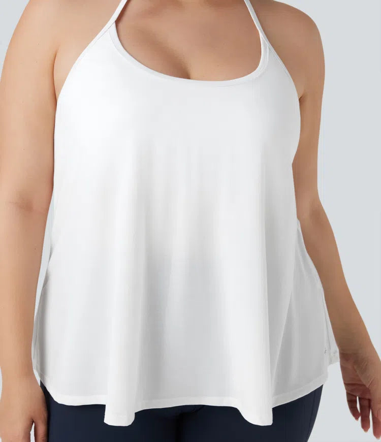 Plus Size SoftlyZero Airy Halter Draped InstantCool Yoga Sports Top