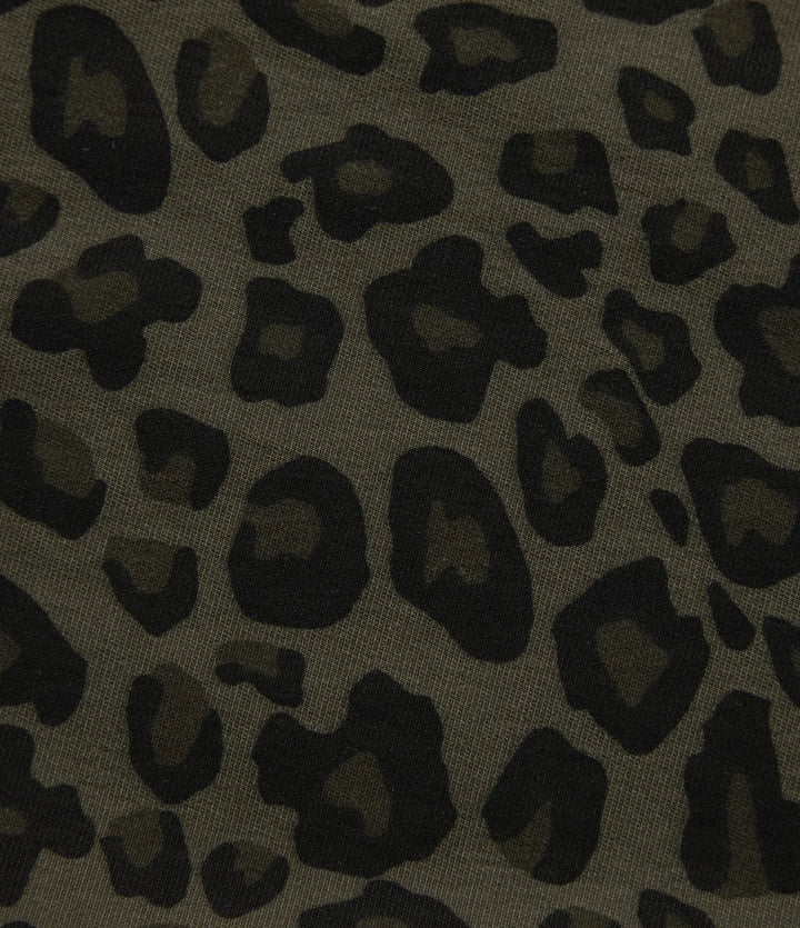 Mid Rise Wide Leg Baggy Leopard Print Casual Pants with Pockets