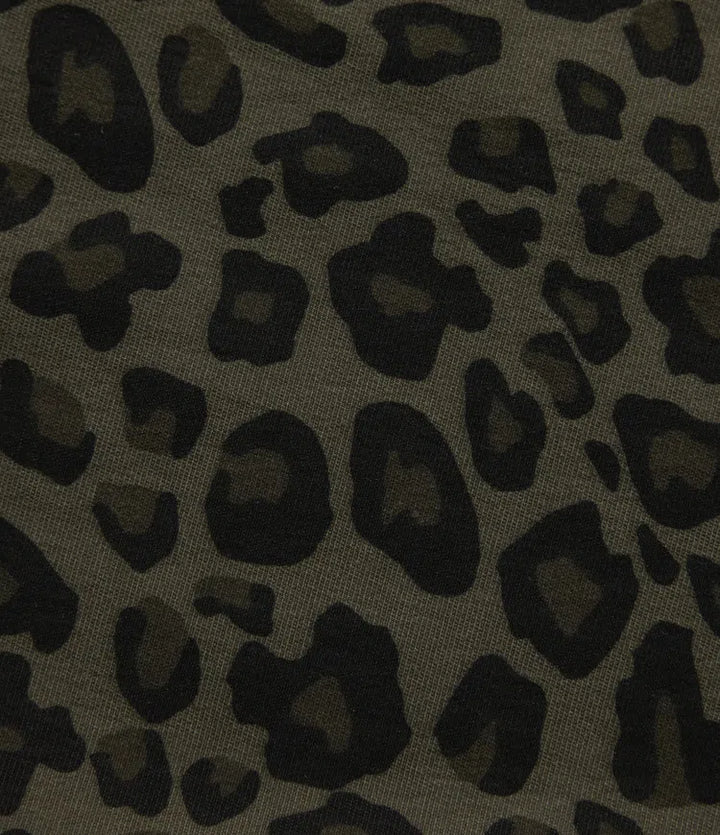 Mid Rise Wide Leg Baggy Leopard Print Casual Pants with Pockets
