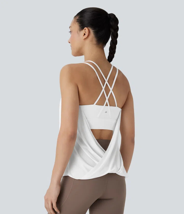 Double Straps Pleated Quick Dry Yoga Cami Top