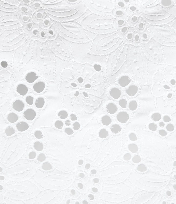 Round Neck Sleeveless Midi Embroidery Eyelet Resort Dress with Pockets