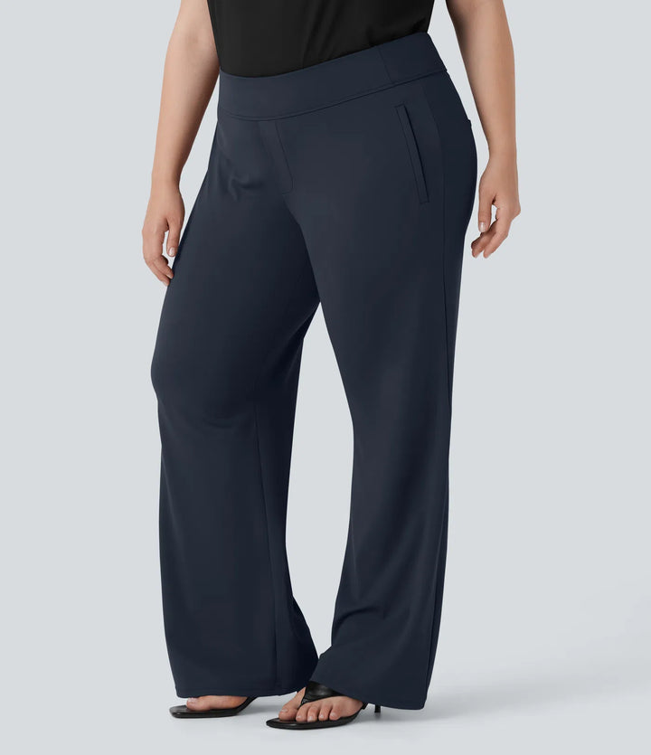 Plus Size Halara Flex DayStretch High Waisted Work Flare Pants with Side Zip Pockets