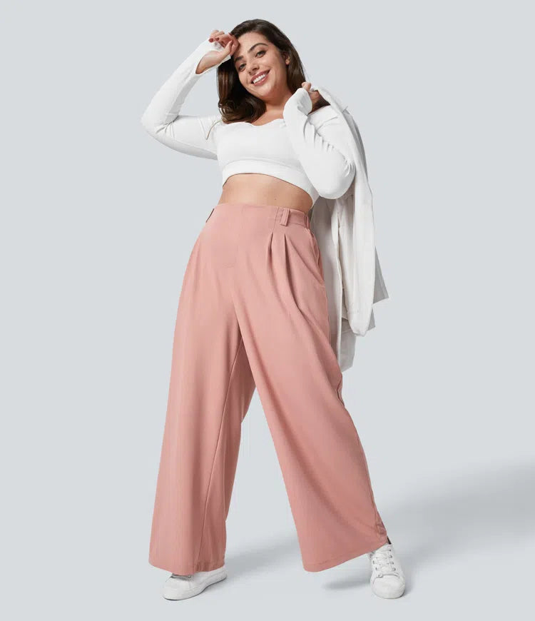 Halara Flex High Waisted Pocket Wide Leg Waffle Work Plus Size Pants
