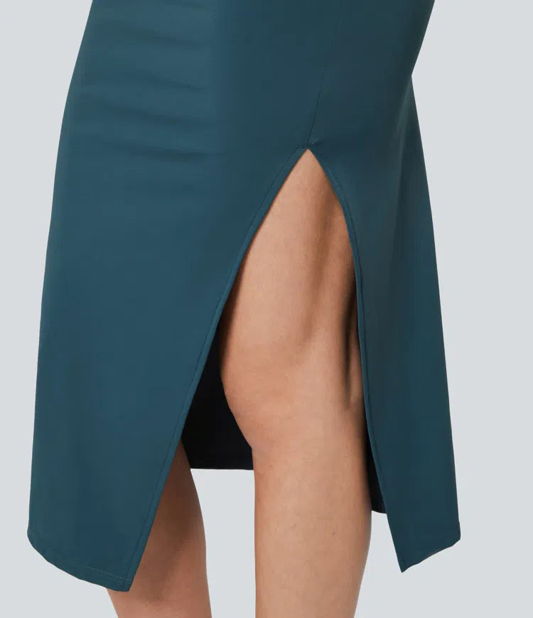 SoftlyZero Airy Crossover Ruched Lace Up Bodycon InstantCool Dress