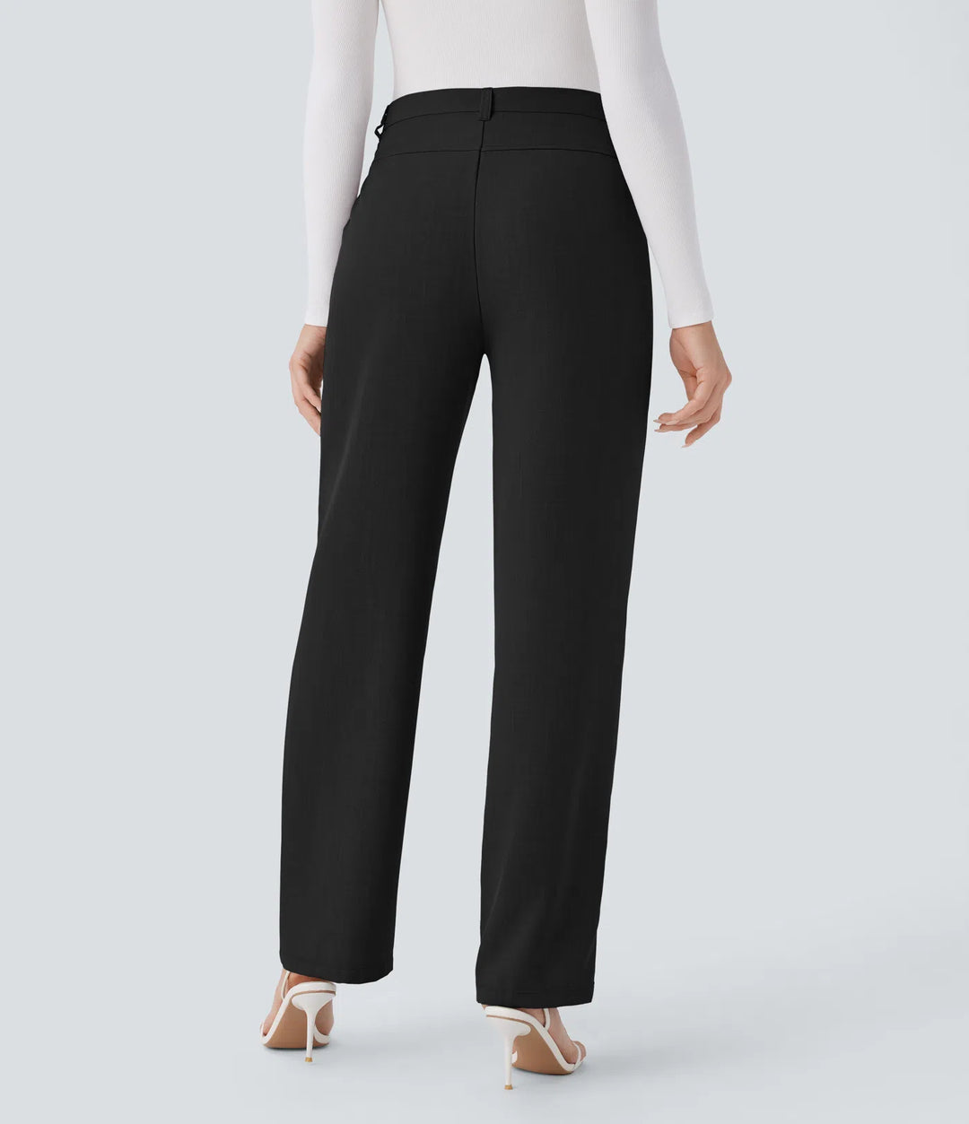 High Waisted Pocket Straight Leg Work Pants