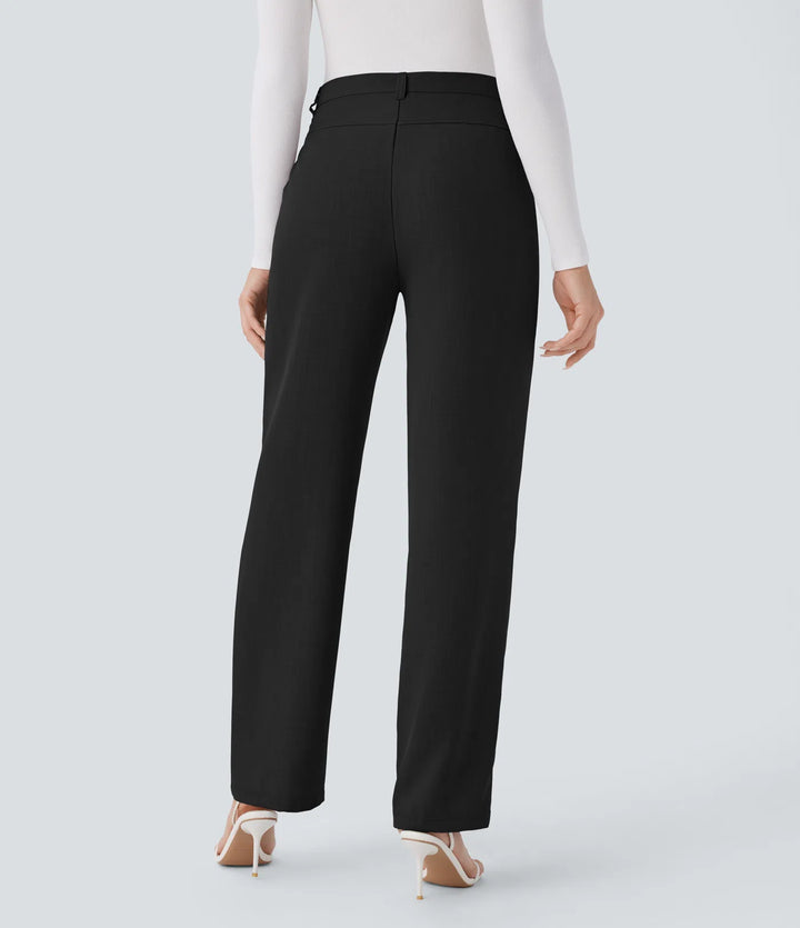 High Waisted Pocket Straight Leg Work Pants