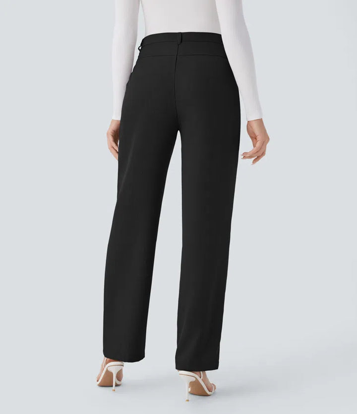 High Waisted Pocket Straight Leg Work Pants