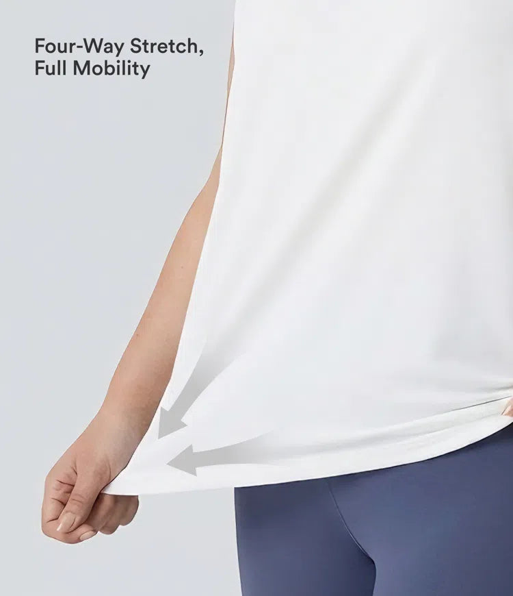 Plus Size Round Neck Cool Touch Yoga Tank Top-UPF50+