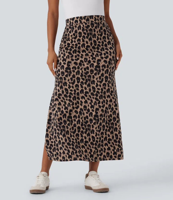 Halara UltraSculpt Leopard Print High Waisted Split Maxi Casual Skirt
