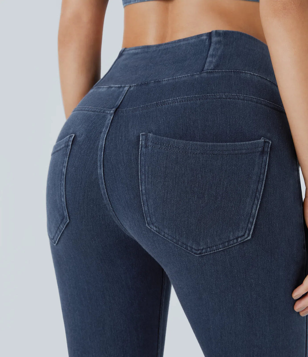 Halara Flex High Waisted Crossover Pockets Denim Work Leggings