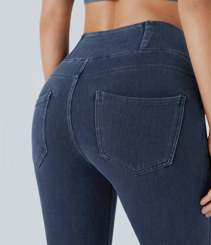 Halara Flex High Waisted Crossover Pockets Denim Work Leggings