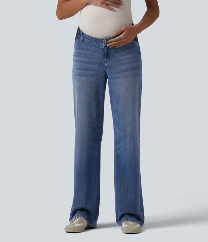 Halara Flex Mid Rise Straight Leg Maternity Casual Jeans with Pockets