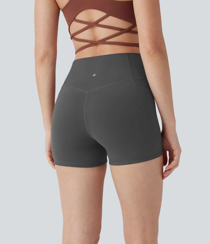 Halara UltraSculpt High Waisted Tummy Control Pocket Shaping Training Biker Shorts 3&