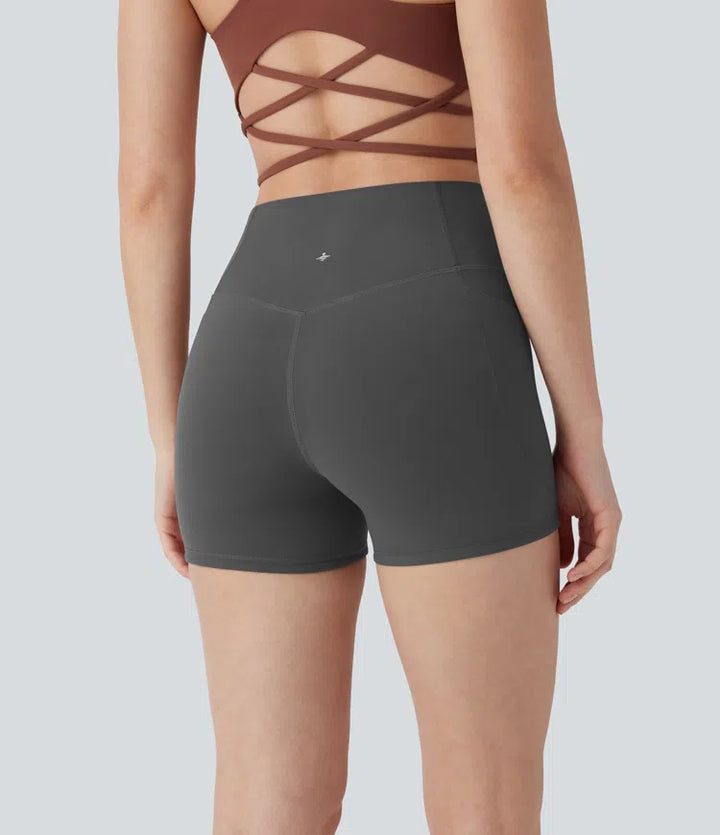 Halara UltraSculpt High Waisted Tummy Control Pocket Shaping Training Biker Shorts 3&