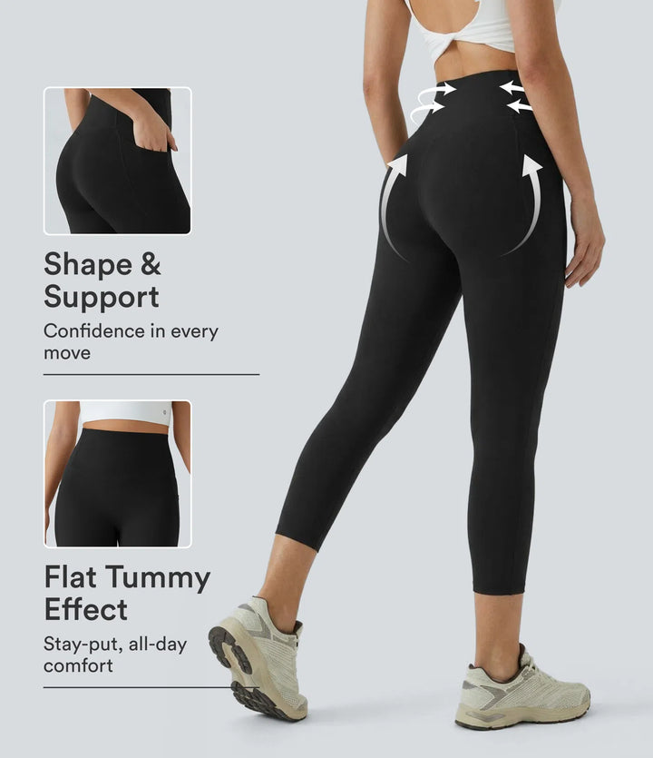 Halara UltraSculpt High Waisted Tummy Control Pocket Shaping Training Capri Leggings