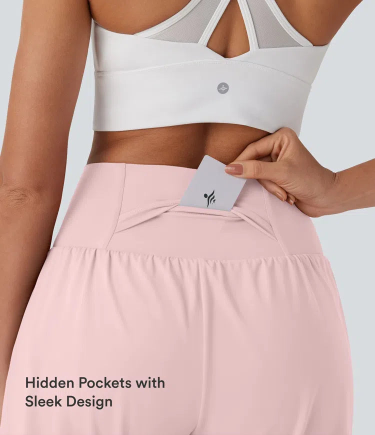 SoftlyZero Airy Super High Waisted 2-in-1 InstantCool Yoga Shorts 7" with Pockets