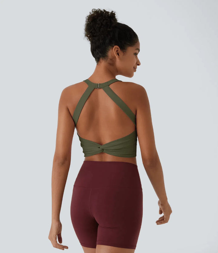 SoftlyZero Plush Cut Out Cropped Yoga Tank Top
