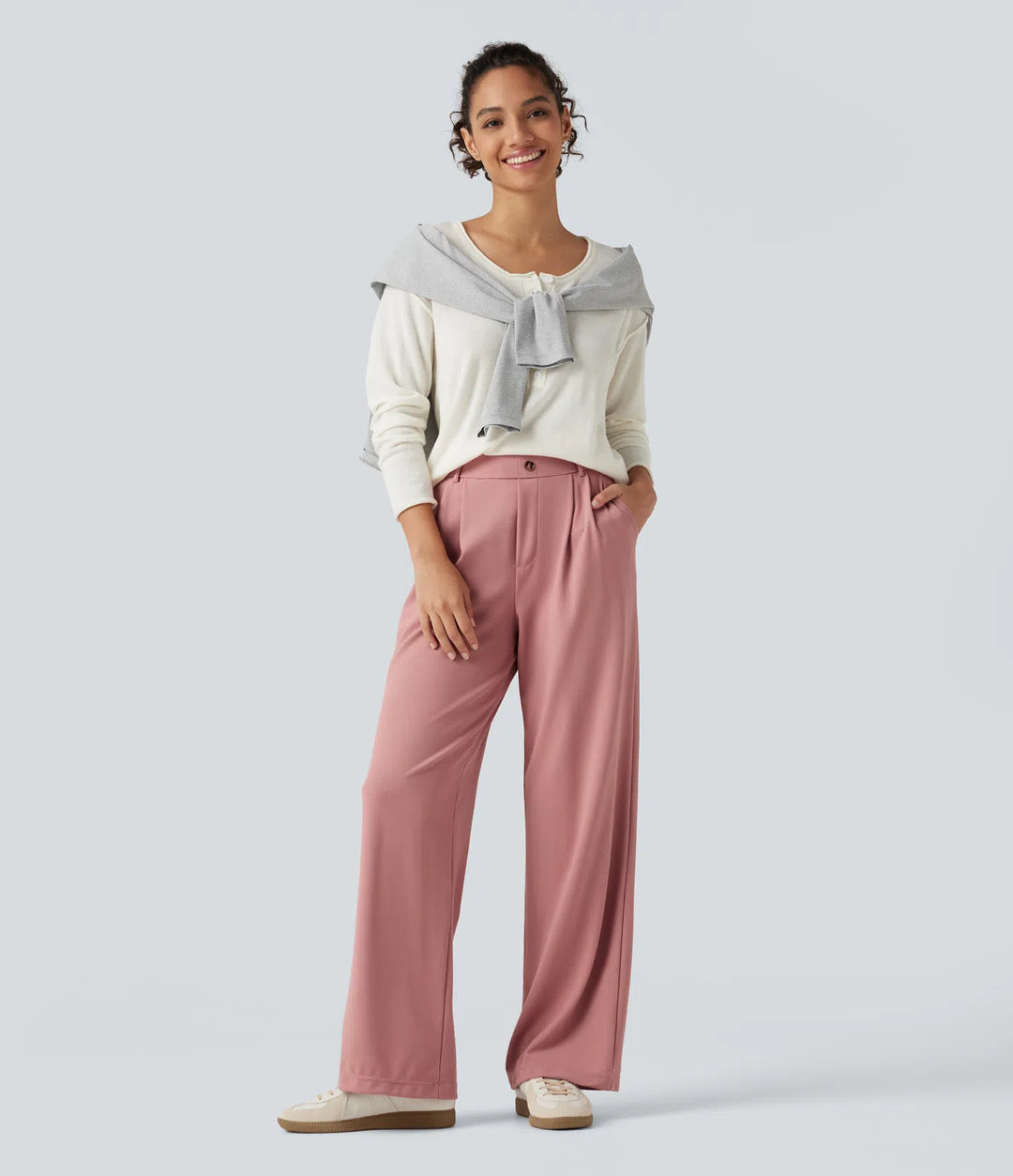 Halara Flex High Waisted Straight Leg Waffle Work Pants with Pockets