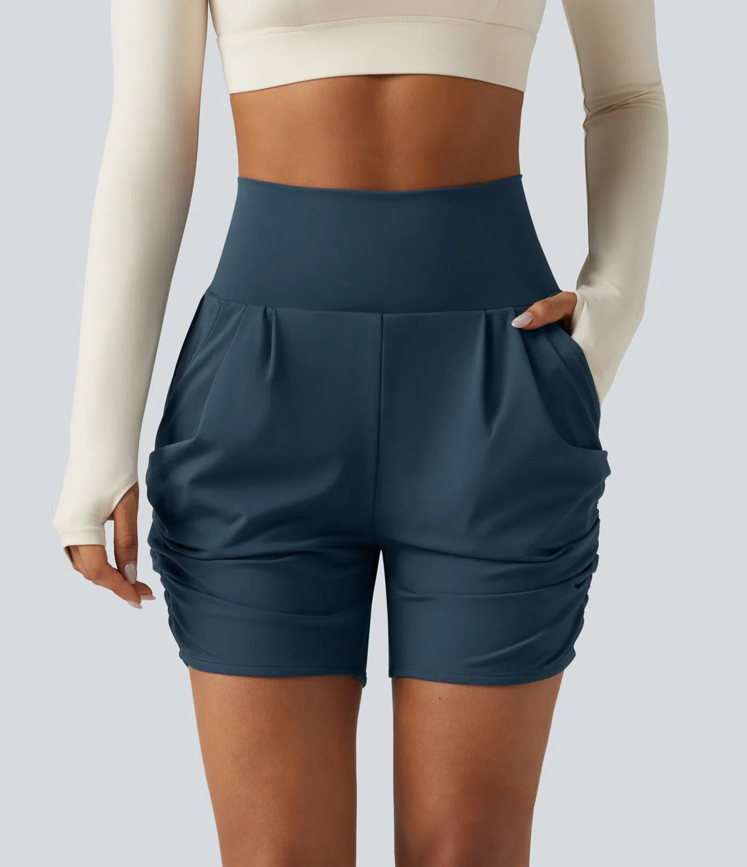 SoftlyZero Airy High Waisted Ruched InstantCool Yoga Shorts 5&