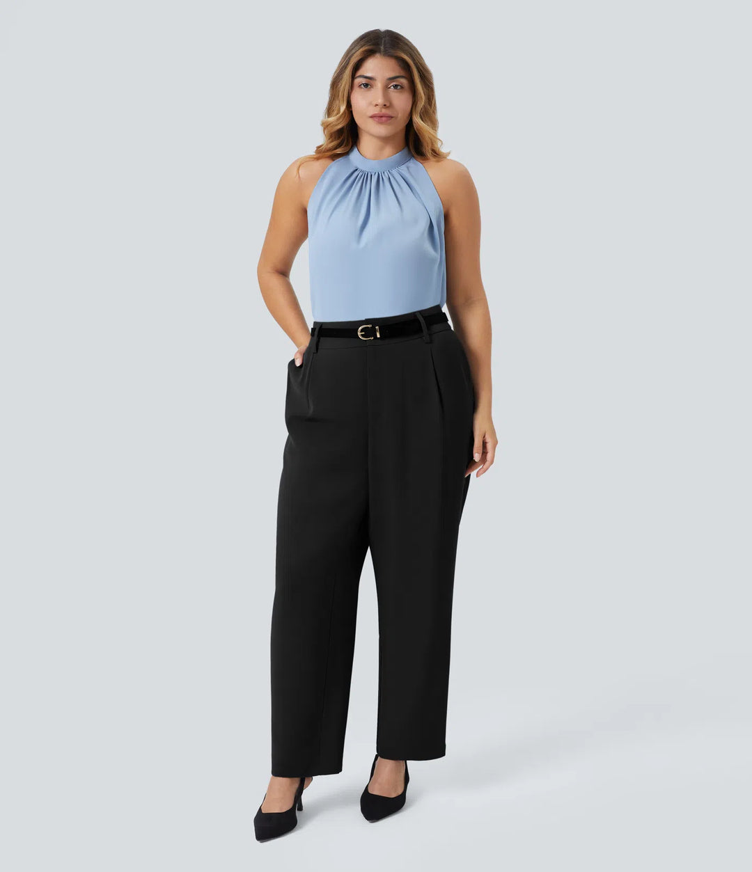 Halara Flex High Waisted Pocket Solid Work Plus Size Tapered Pants
