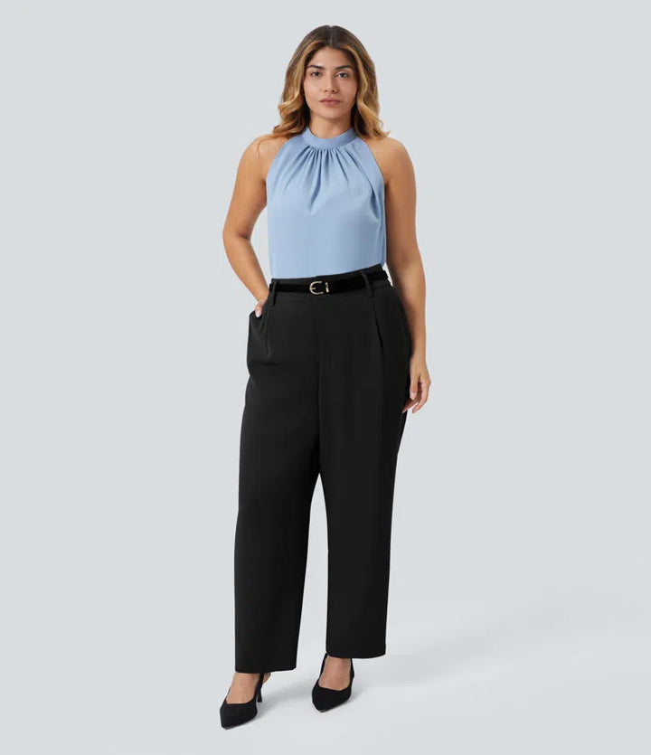 Halara Flex High Waisted Pocket Solid Work Plus Size Tapered Pants