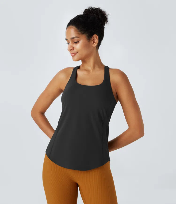 Halara UltraSculpt Round Neck Curved Hem Workout Tank Top