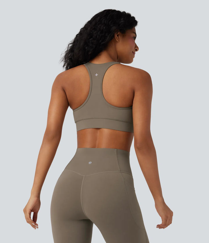 Halara UltraSculpt Light Support V Neck Racerback Workout Sports Bra