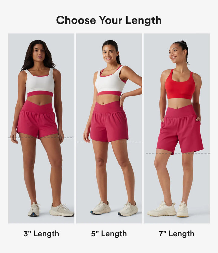 SoftlyZero Airy Crossover High Waisted 2-in-1 InstantCool Yoga Shorts 3&