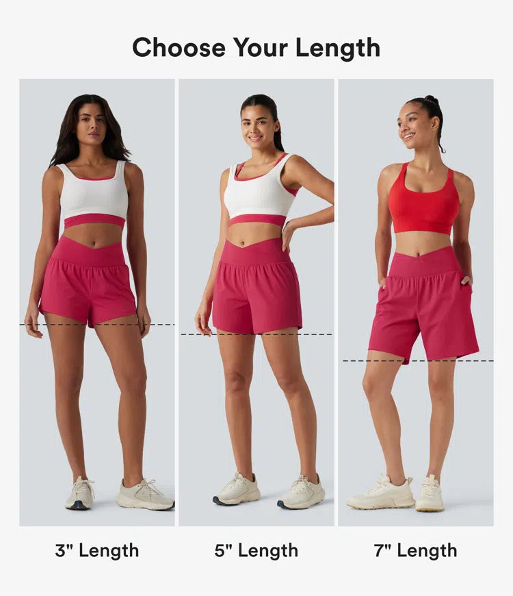 SoftlyZero Airy Crossover High Waisted 2-in-1 InstantCool Yoga Shorts 3&