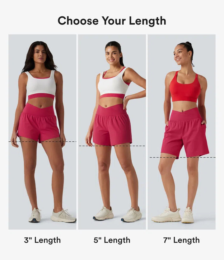 SoftlyZero Airy Crossover High Waisted 2-in-1 InstantCool Yoga Shorts 3&
