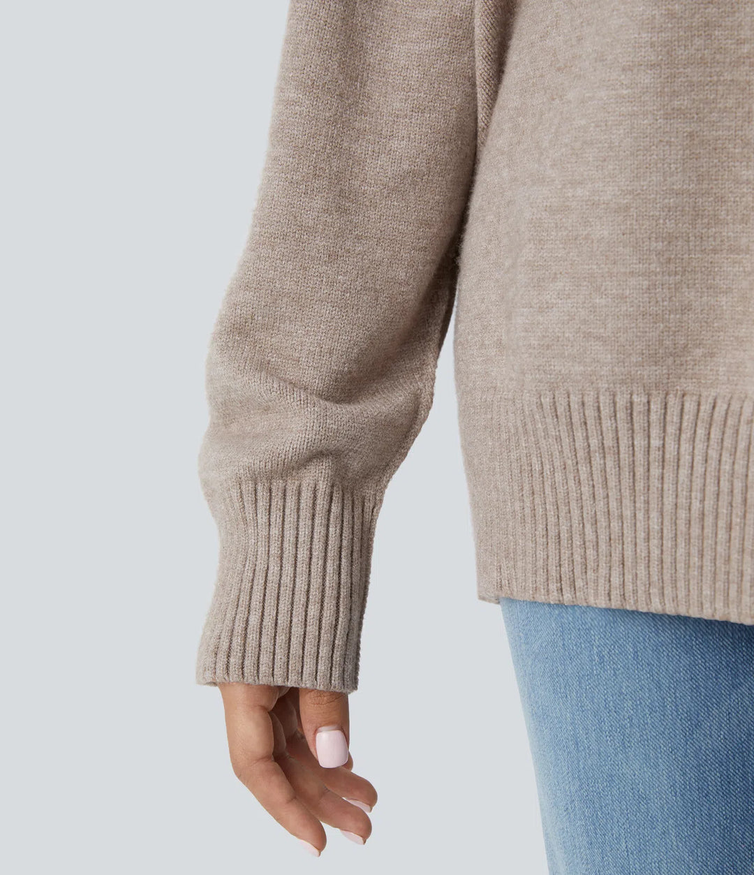 Round Neck Dropped Shoulder Long Sleeve Casual Sweater
