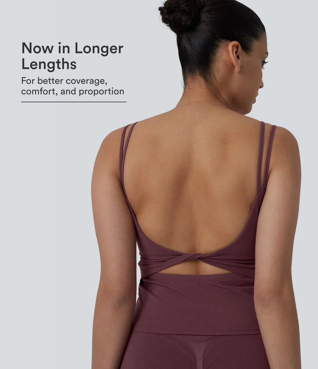 Halara UltraSculpt Double Straps Twisted Backless Cropped Yoga Tank Top-Longer Length