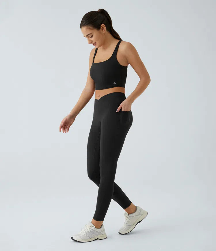 Patitoff 2.0 Pet Hair Resistant High Waisted Crossover Side Pocket Yoga Leggings