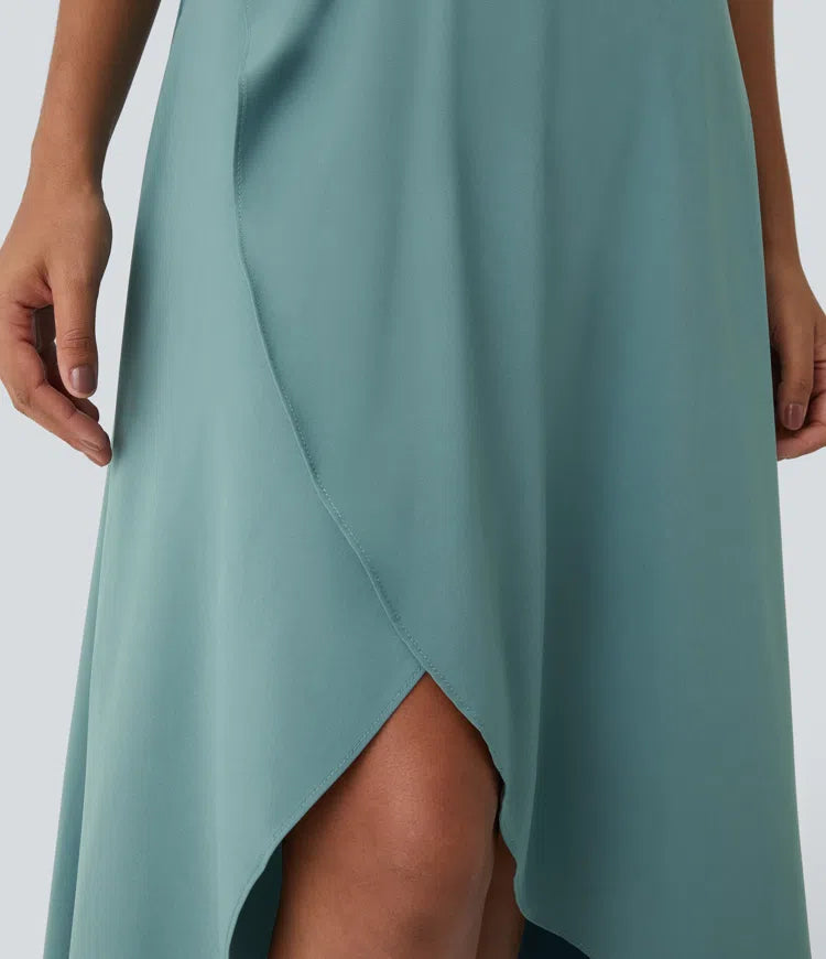 Breezeful High Waisted High Low Ruffle 2-in-1 Flowy Quick Dry Casual Regular Maxi Skirt