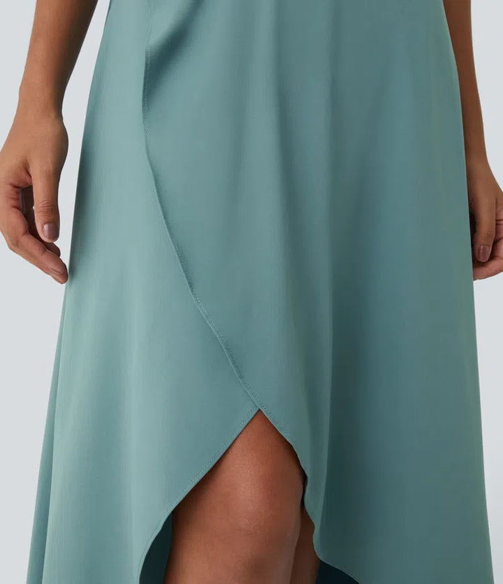 Breezeful High Waisted High Low Ruffle 2-in-1 Flowy Quick Dry Casual Regular Maxi Skirt