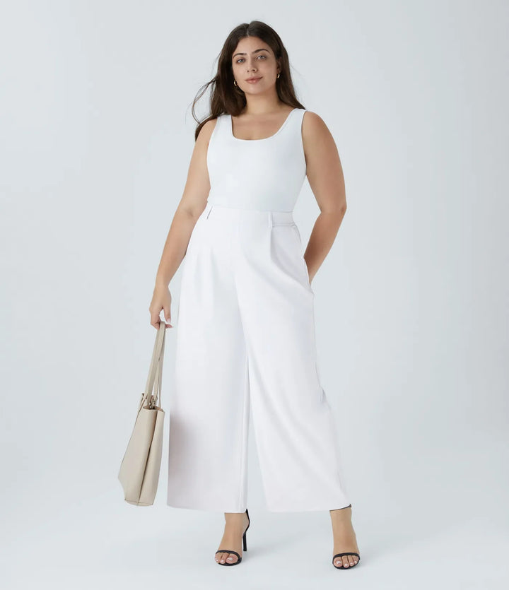 Marlenna Flex DayStretch High Waisted Pocket Straight Leg Work Plus Size Pants