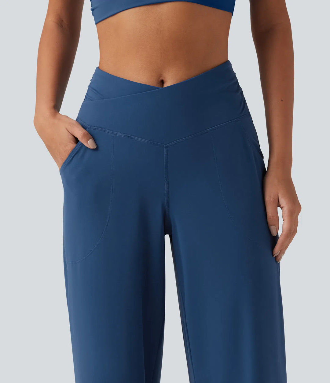 Halara UltraSculpt High Waisted Crossover Straight Leg Yoga Pants with Pockets